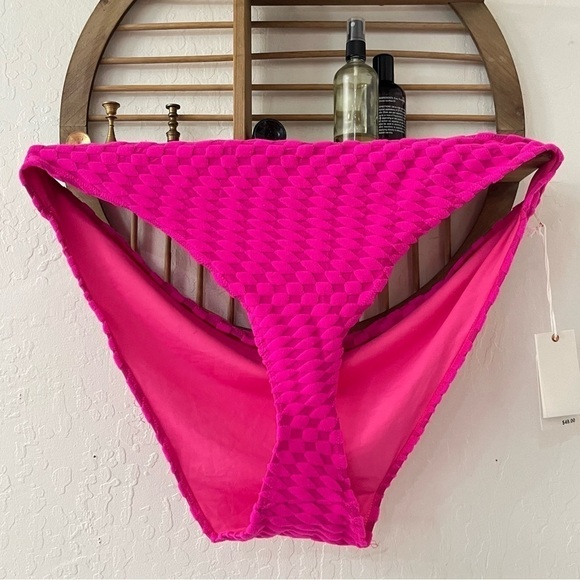 Good American Other - Good American Hot Pink Textured Checkered Swim Bottom X-8